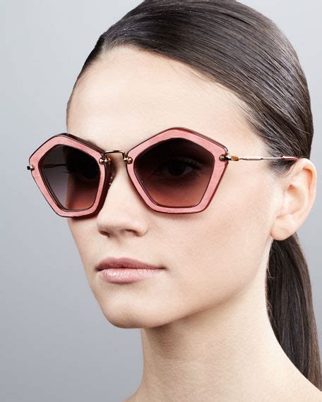 Miu Miu Pentagon Sunglasses, Brown/Pink 